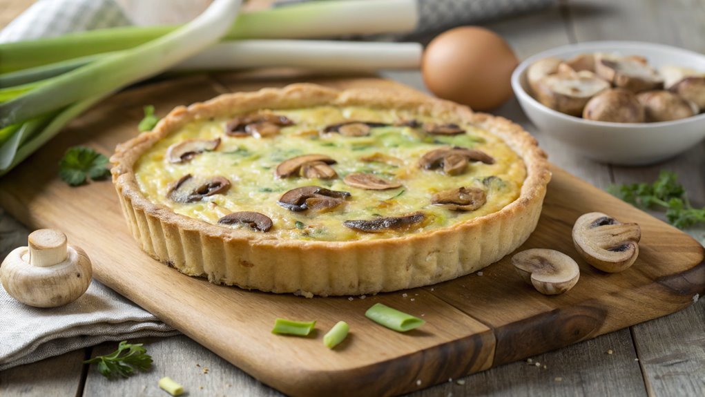 mushroom and leek quiche