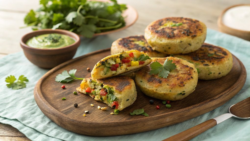 vegan stuffed potato cakes